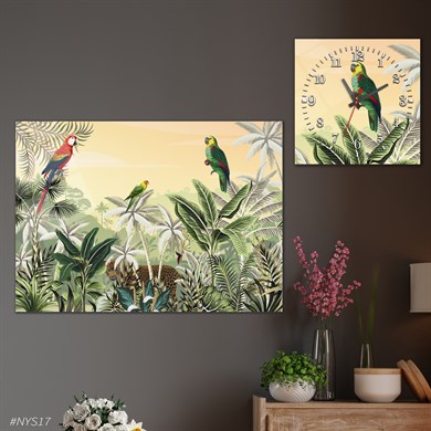 Tableau en verre et horloge carrée en verre 