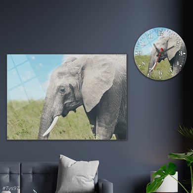 Sanat Temalı Cam Tablo Yuvarlak Cam Saat Seti
