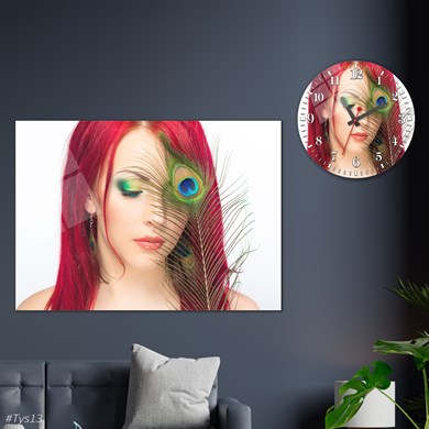 Sanat Temalı Cam Tablo Yuvarlak Cam Saat Seti