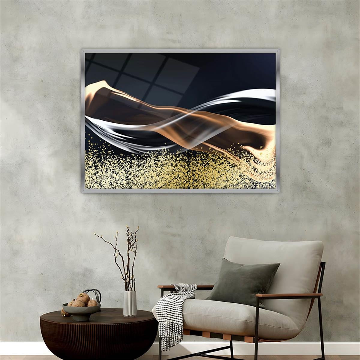 Aluminum-Framed Art-Themed Tempered Glass Wall Art 042