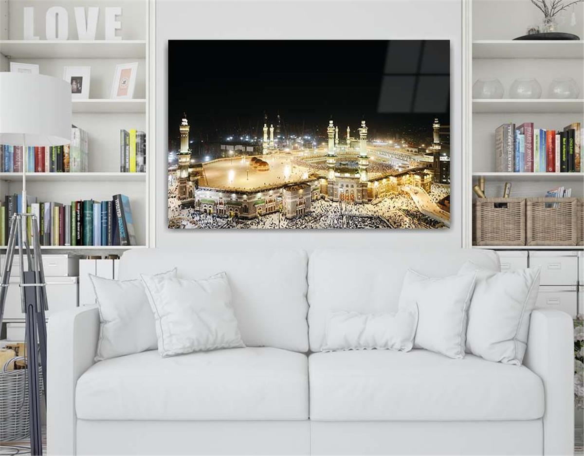Ka’bah  on Glass Print Caaba Glass Wall Art Kaaba Tempered Glass Wall Art