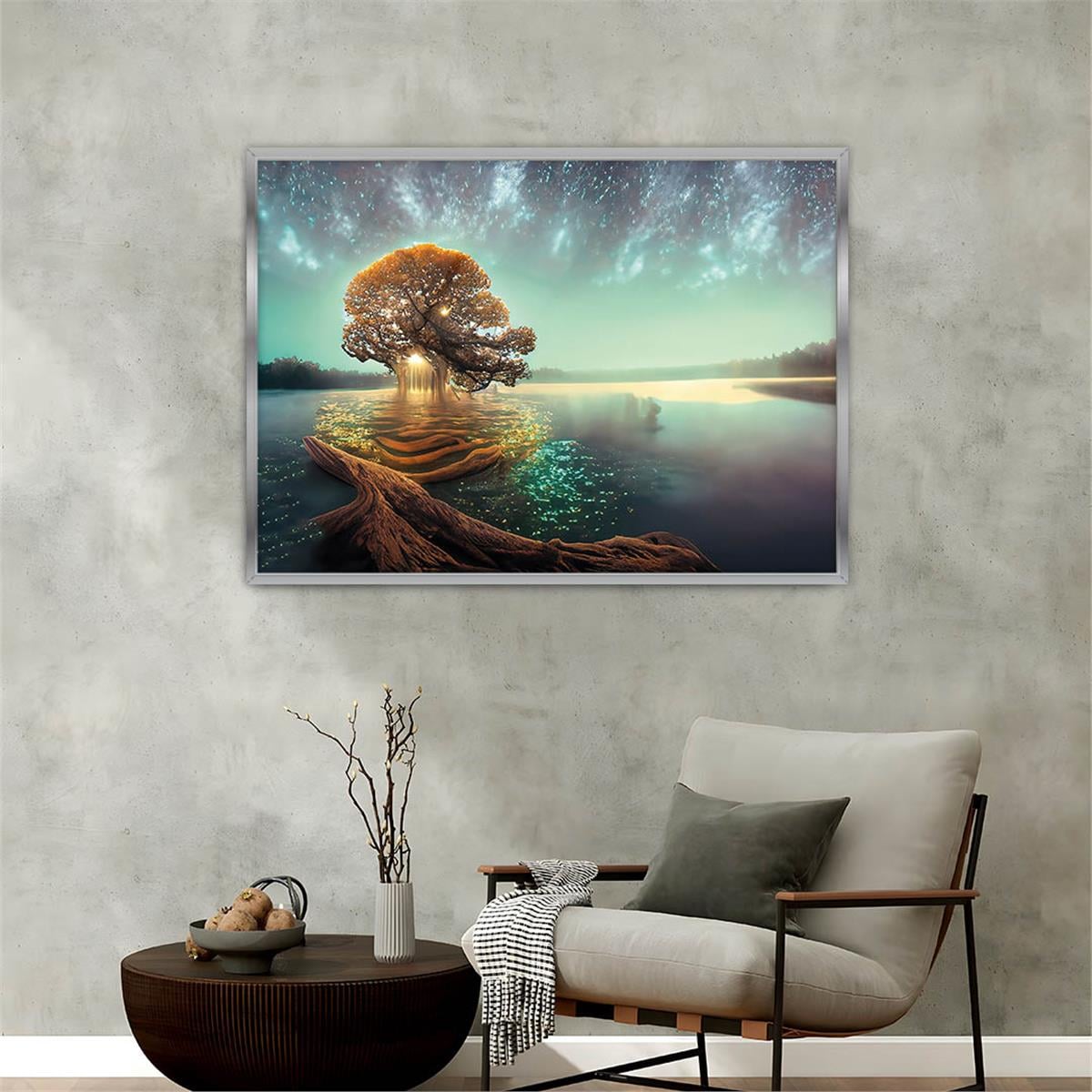 Aluminum-Framed Art-Themed Tempered Glass Wall Art 064