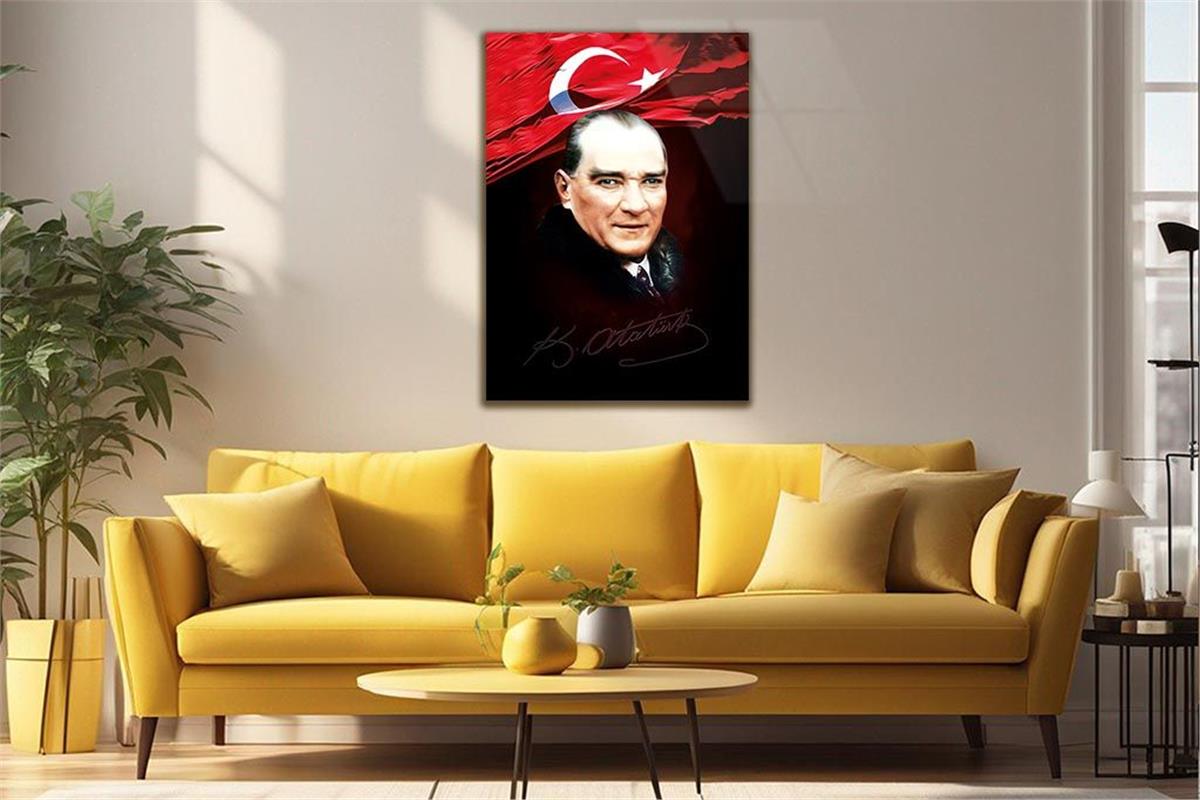 MUSTAFA KEMAL ATATÜRK GÖRSELLİ CAM TABLO