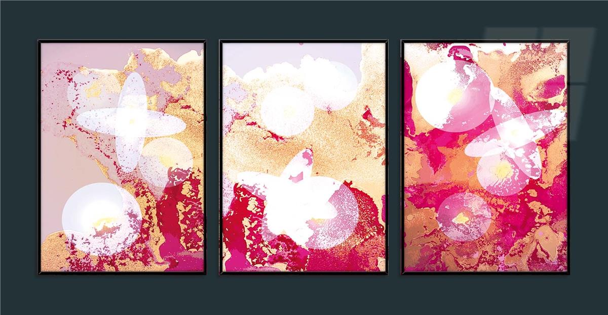 Alüminyum Çerçeveli Sanat Temalı 3'lü Set MDF Tablo 0004