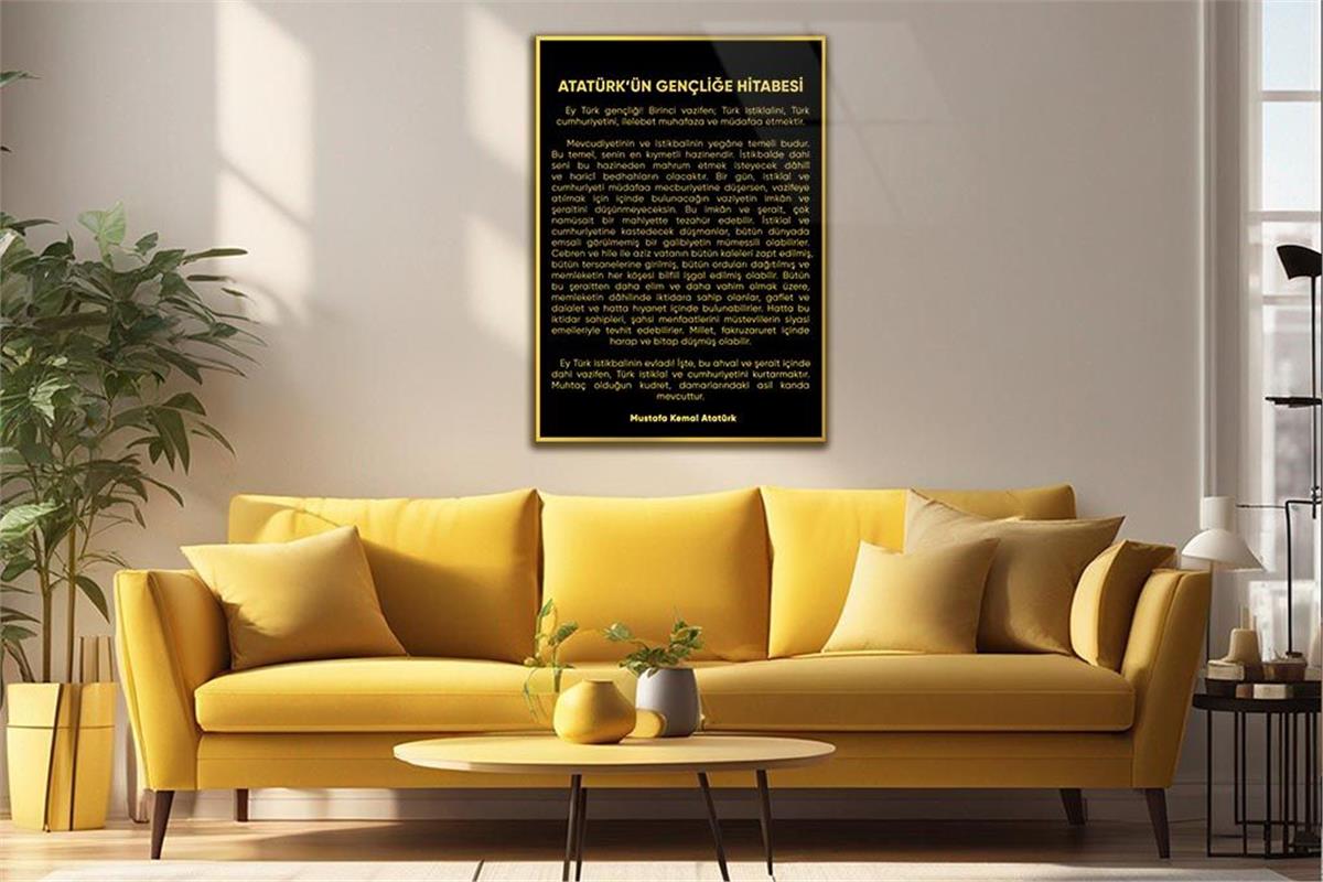 Atatürk's Address to the Turkish Youth Glass Wall Art