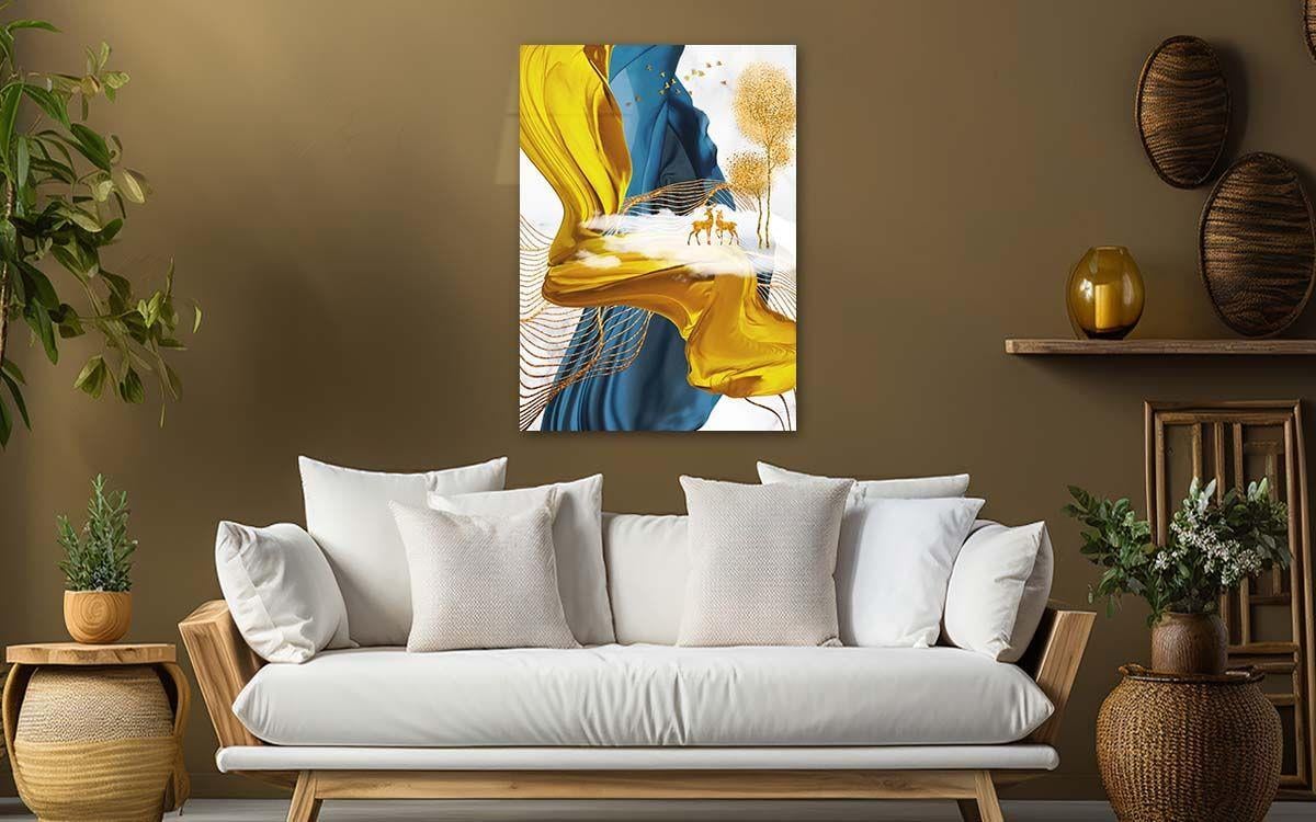 Dikey Sanat Temalı Cam Tablo 300
