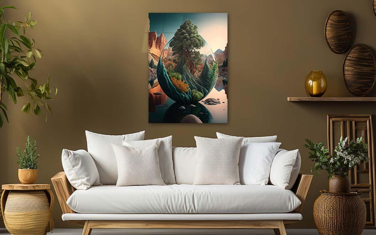Dikey Sanat Temalı Cam Tablo 304