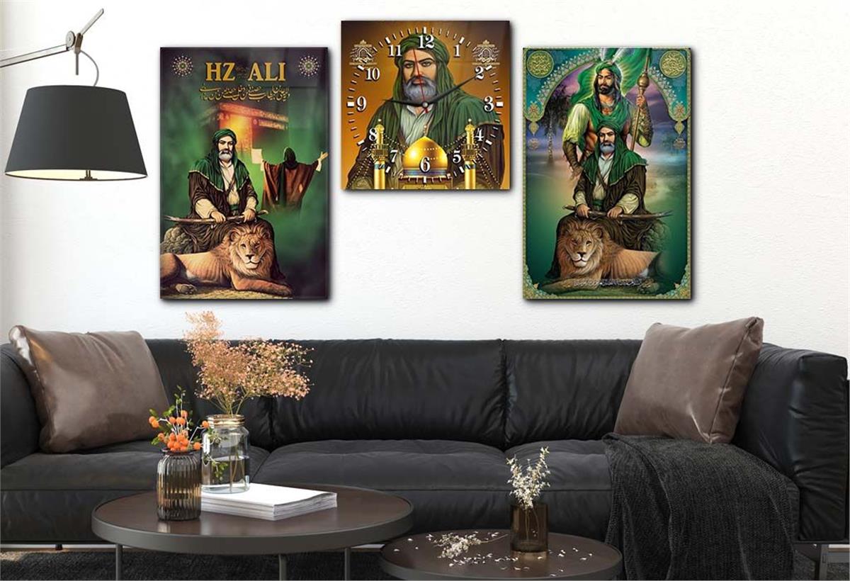 Tempered Glasss Wall Arts Religious-Themed Set with Clock