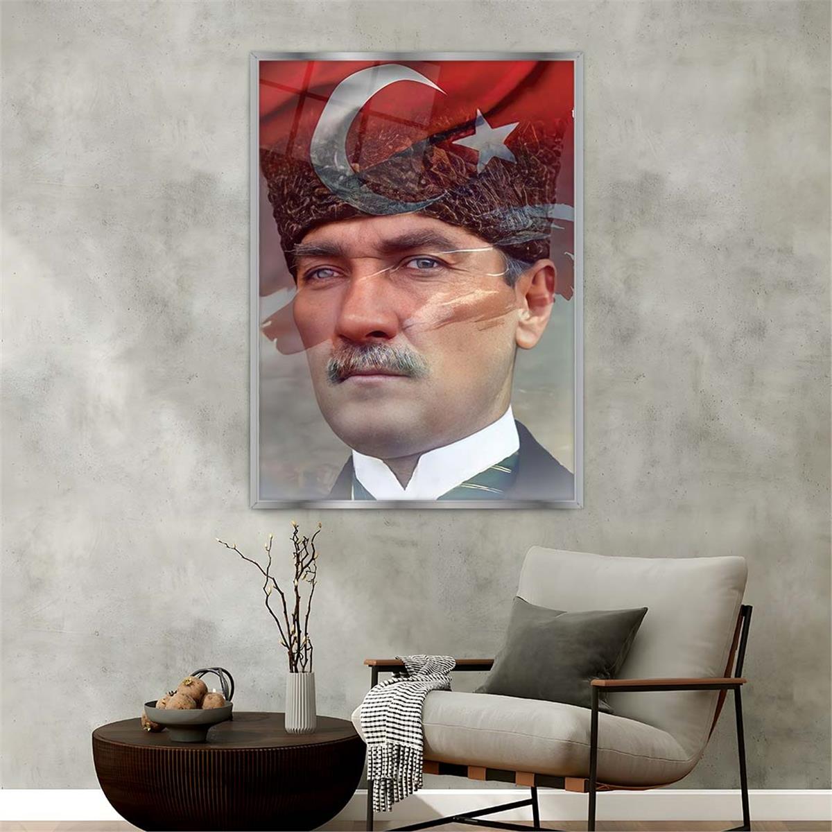 Alüminyum Çerçeveli Vatan Temalı Cam Tablo 065