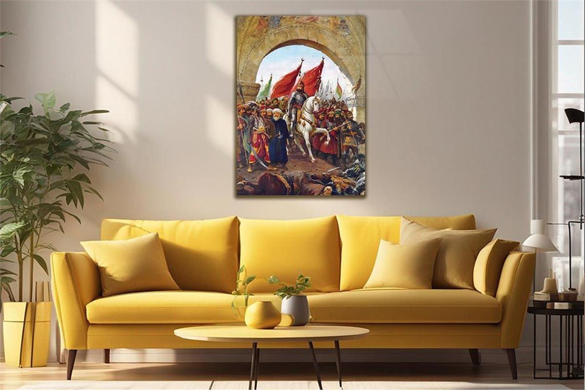FATİH SULTAN MEHMET HANIN İSTANBUL'A GİRİŞİ GÖRSELLİ CAM TABLO