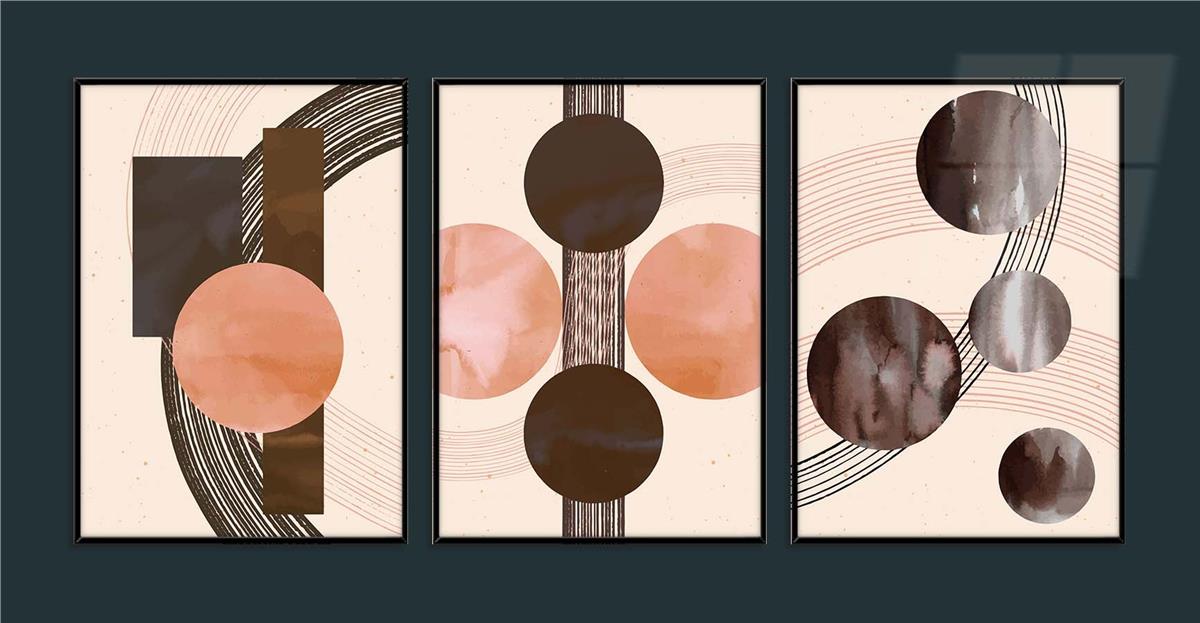 Alüminyum Çerçeveli Sanat Temalı 3'lü Set MDF Tablo 0015