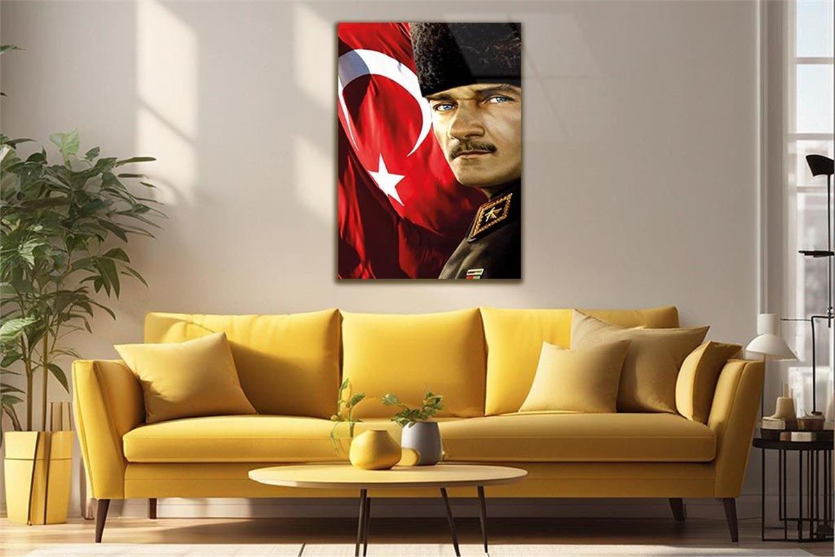 MUSTAFA KEMAL ATATÜRK GÖRSELLİ CAM TABLO 