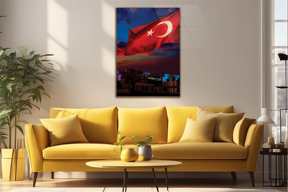 TÜRK BAYRAĞI GÖRSELLİ CAM TABLO