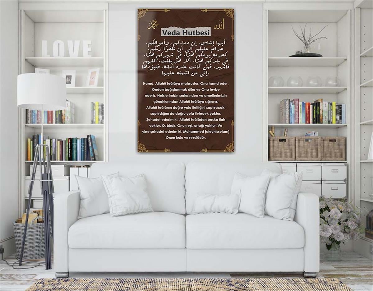 VEDA HUTBESİ YAZILI CAM TABLO