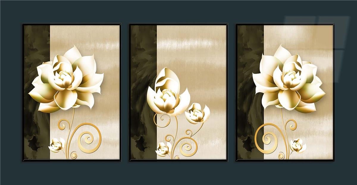 Alüminyum Çerçeveli Sanat Temalı 3'lü Set MDF Tablo 0041