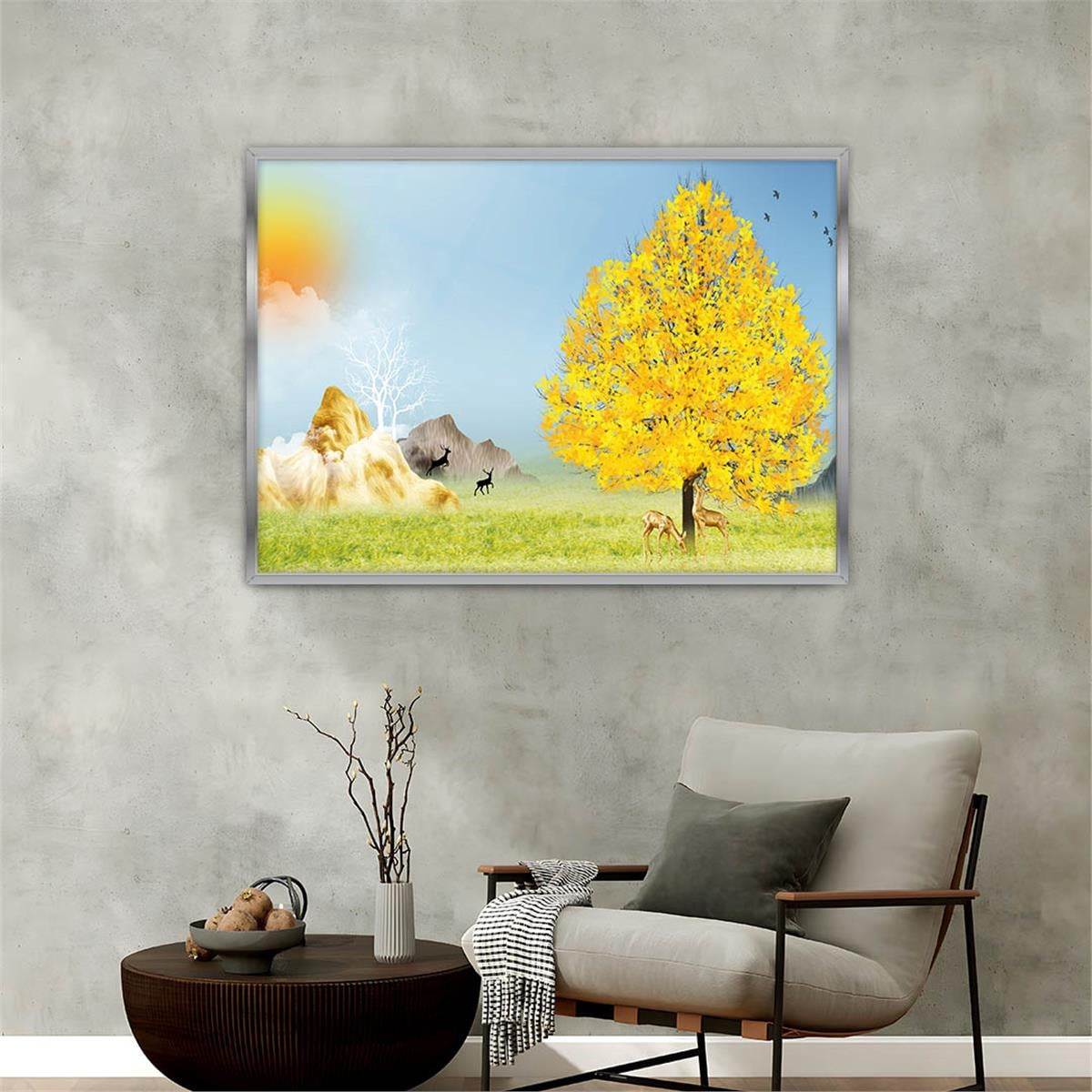 Aluminum-Framed Art-Themed Tempered Glass Wall Art 039