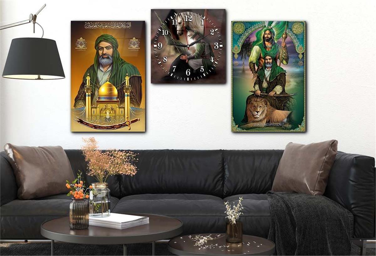 Tempered Glasss Wall Arts Religious-Themed Set with Clock
