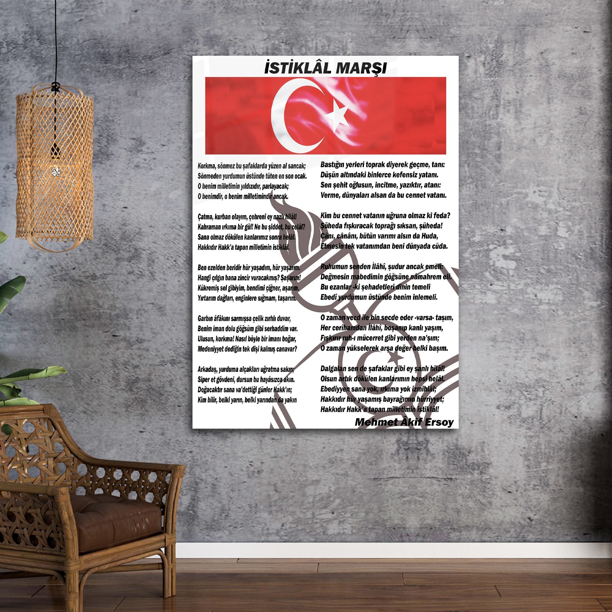 İSTİKLAL MARŞI YAZILI CAM TABLO 
