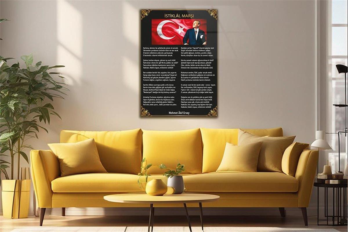 İSTİKLAL MARŞI YAZILI CAM TABLO