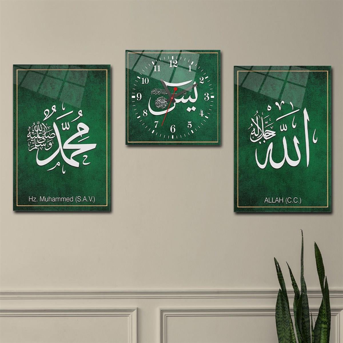 Haftanın İndirimli Ürünü Dikey Saatli Set Cam Tablo 40x60 cm (Sağ ve Sol Tablo 40x60 cm Saat 40x40 cm ölçüsünde)