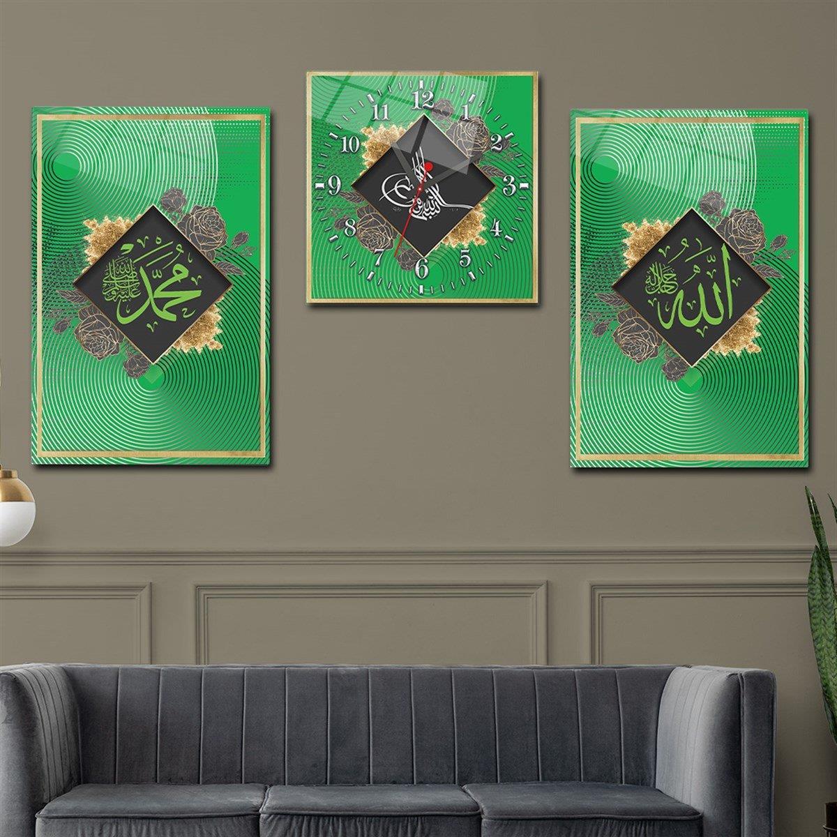 Haftanın İndirimli Ürünü Yatay Saatli Set Cam Tablo 40x60 cm (Sağ ve Sol Tablo 40x60 cm Saat 40x40 cm ölçüsünde)