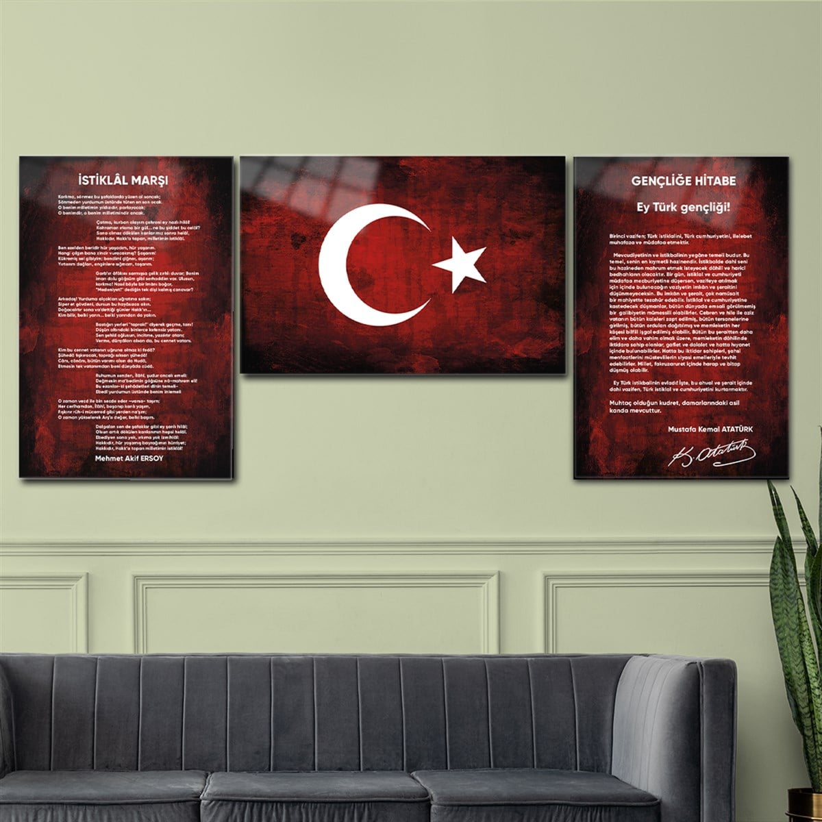 İSTİKLAL MARŞI GENÇLİĞE HİTABE BAYRAK 3'LÜ SET