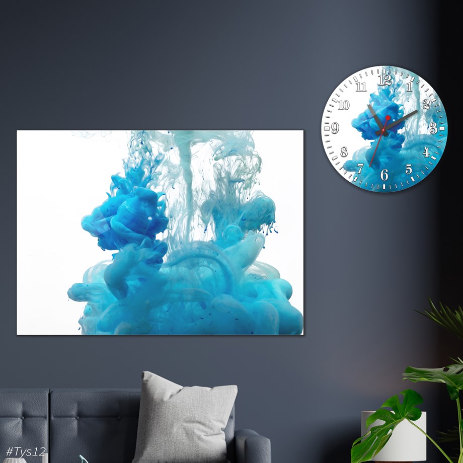 Sanat Temalı Cam Tablo Yuvarlak Cam Saat Seti