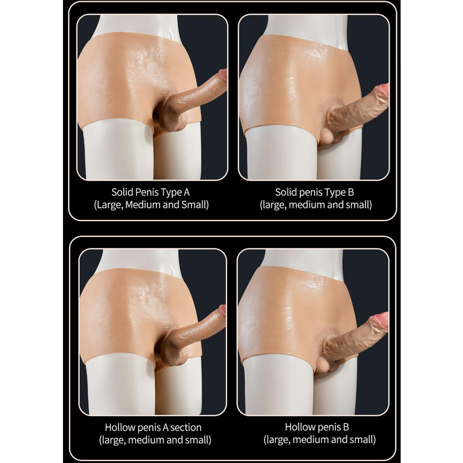 Giyilebilir Silikon Gerçekçi Dildo Pantolon Orta Boy Boş Strapon