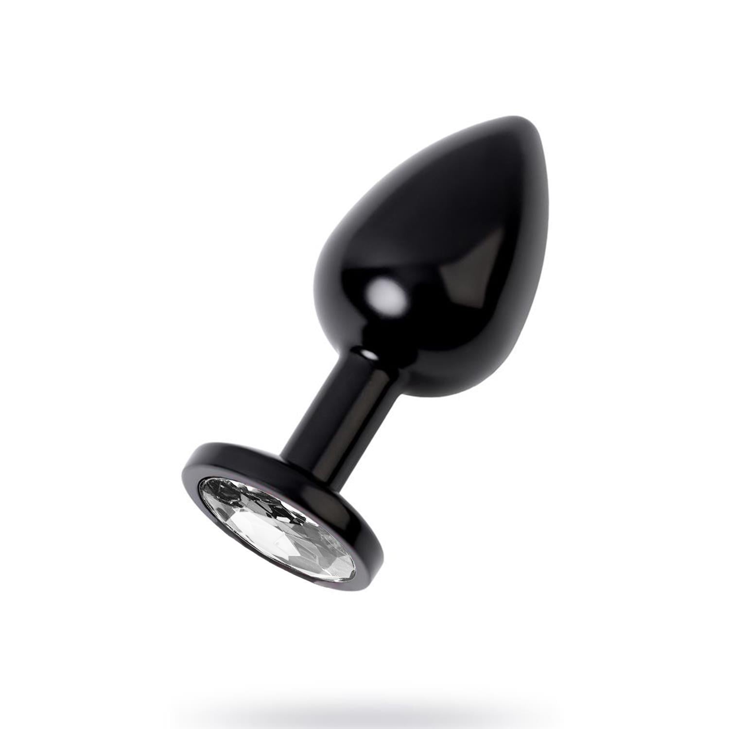 Metal Clear Taşlı Siyah Anal Plug Küçük Boy