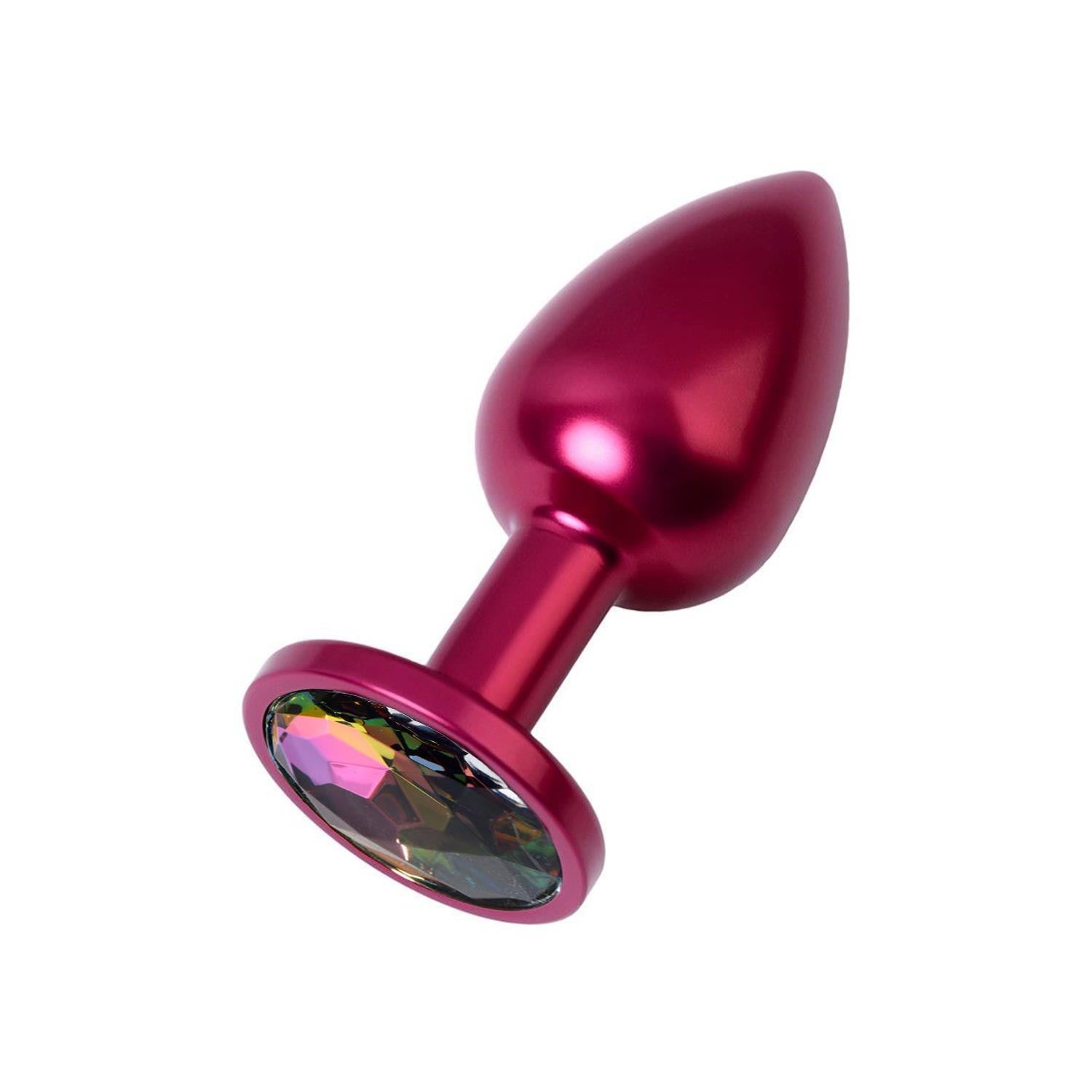 Metal Rainbow Taşlı Kırmızı Anal Plug Küçük Boy