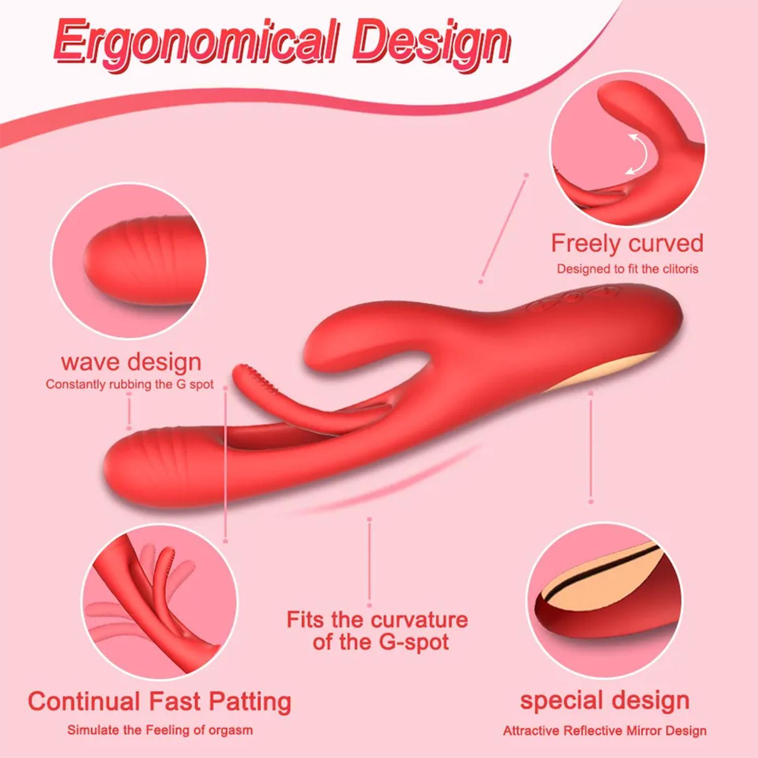 Modern 3 Modlu Rabbit Vibrator Kırmızı