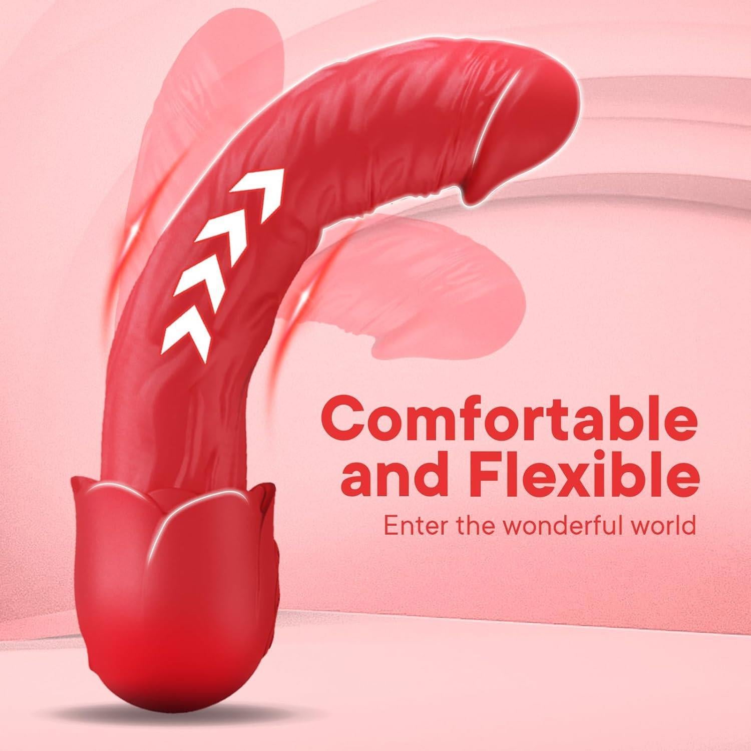 Pembe Tilki Isıtmalı 10 Modlu USB Manyetik Şarjlı Kırmızı Realistik Vibratör