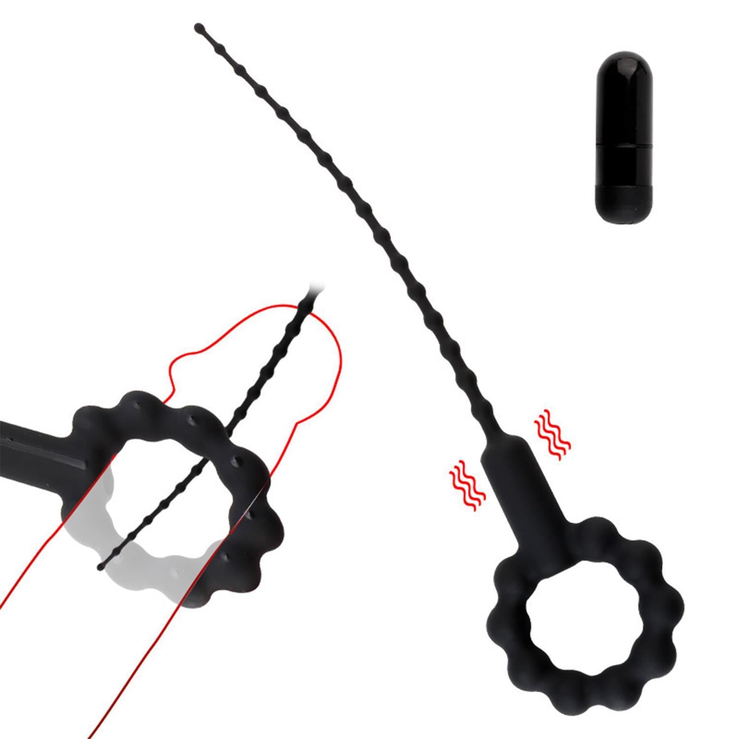 Titreşimli Boğumlu Penis Plug Siyah