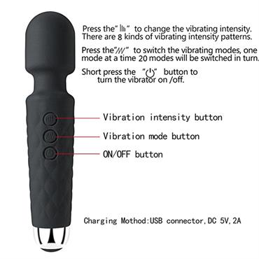 Bükülebilir Başlıklı Wand Vibratör Siyah