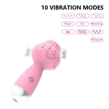 Çilek Başlıklı Mini Klitoral Masaj Vibratörü Pembe