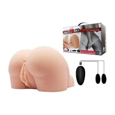 Crazy Bull Yuvarlak Kalça Formlu Çift Tünelli Çift Titreşim Motorlu Kalça Mastürbatör