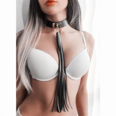 Deri Fırfırlı Choker Harness Kolye Siyah