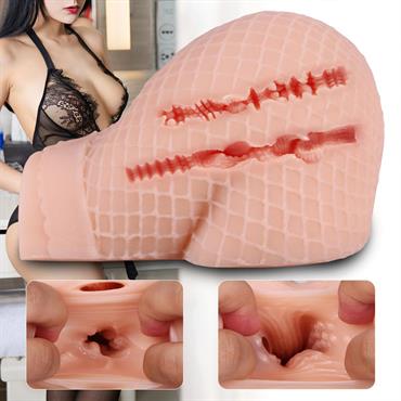 Gerçekçi File Desenli Kalça Mastürbatör – Çift Kanallı, 950 Gram, 16x15.5x9.5 cm