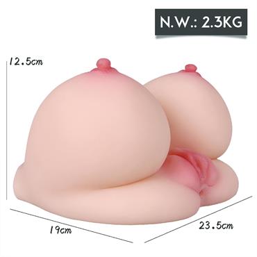 Gerçekçi Göğüs ve Vajina Mastürbatör – Yumuşak Silikon, Çift Kanallı, 2.3 Kg