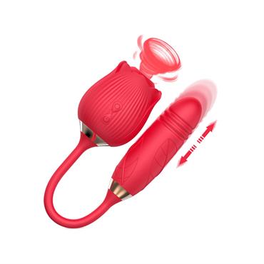 Gül Tasarımlı Çift Fonksiyonlu Vibratör – 10 Emme + 10 Titreşim Modu, Su Geçirmez ve Manyetik Şarjlı