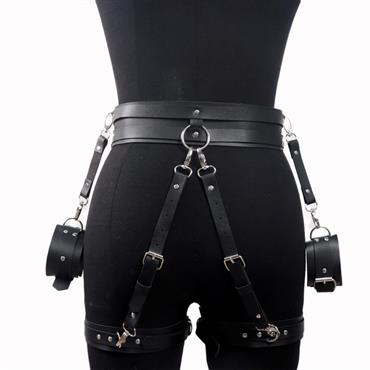 Kalça ve Bilek Bağlama Deri Harness - Siyah