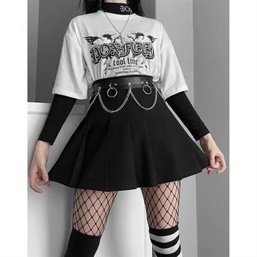 Metal Halkalı Zincir Detaylı Gotik Harness Kemer