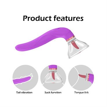 Pembe Tilki 3ü 1 Arada Göğüs ve Klitoris Stimülatörü Mor