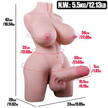 Realistik Torso Mastürbatör 5,5 kg – Vajina, Anal, Göğüs ve Esnek Dildo Özellikli
