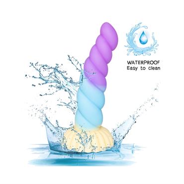 Spiral Unicorn Tasarımlı Silikon Dildo – Renkli ve Gerçekçi Dokulu
