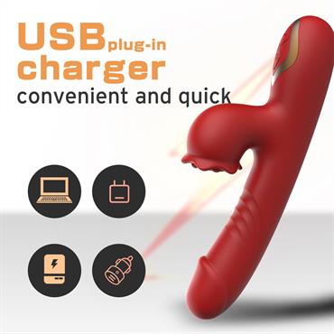 Taşınabilir Isıtmalı Çift Etkili Titreşimli Vibratör Kırmızı – USB Şarjlı, 9 Emme & 7 Titreşim Modu, Su Geçirmez Silikon
