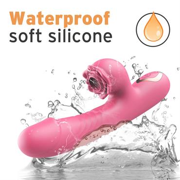 Taşınabilir Isıtmalı Çift Etkili Titreşimli Vibratör Pembe – USB Şarjlı, 9 Emme & 7 Titreşim Modu, Su Geçirmez Silikon