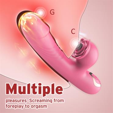 Taşınabilir Isıtmalı Çift Etkili Titreşimli Vibratör Pembe – USB Şarjlı, 9 Emme & 7 Titreşim Modu, Su Geçirmez Silikon