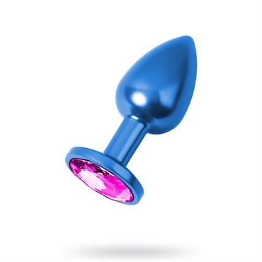 Metal Rose Taşlı Mavi Anal Plug Orta Boy
