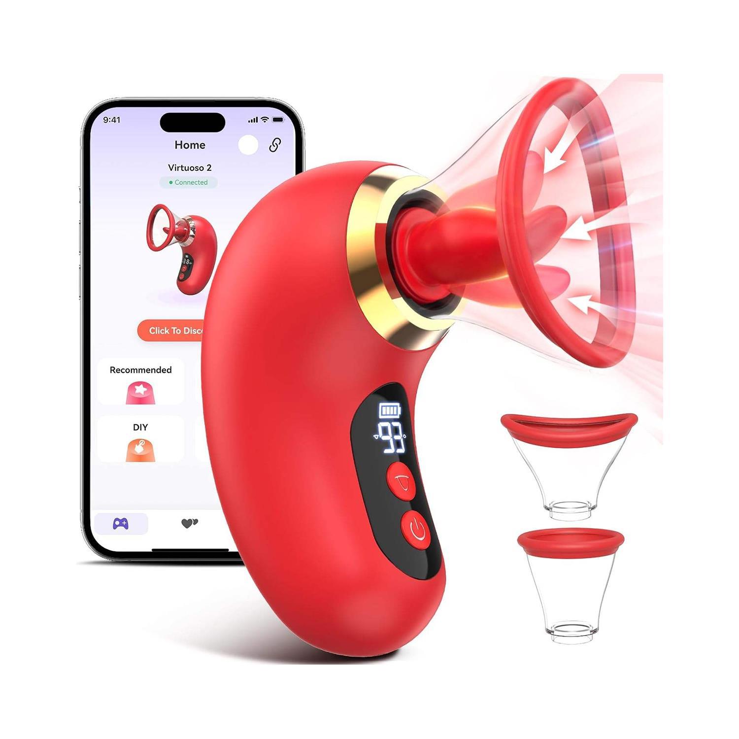 APP Kontrollü Emişli Ve Dilli Vibratör - Dijital Ekranlı, Sessiz, Su Geçirmez